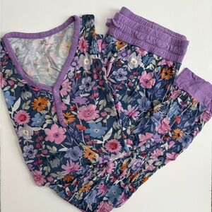 Little Sleepies Floral Pajama Set - Purple and Blue